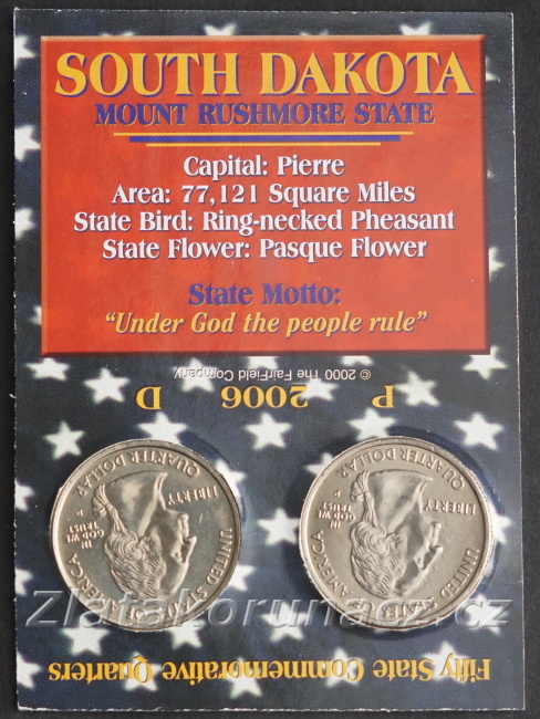 Sada dvou mincí - USA - 1/4 dollar 2006 South Dakota