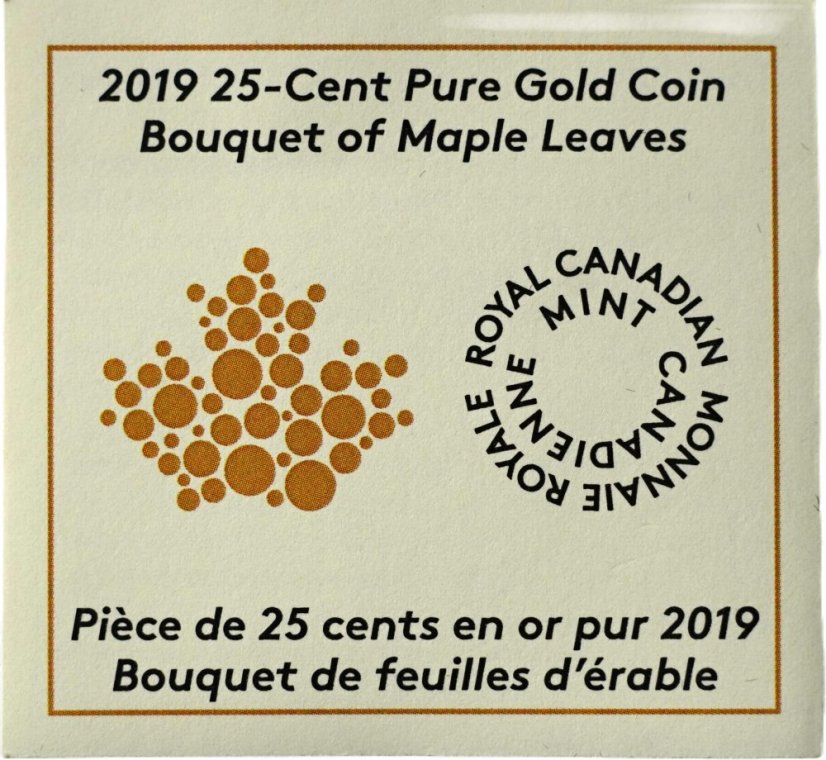 Zlatá mince Kanada - Maple Leaf 25 Cent 2019 Proof