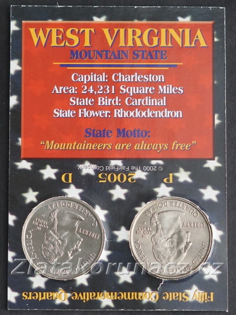 Sada dvou mincí - USA - 1/4 dollar 2005 West Virginia