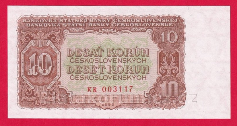 10 Kčs 1953 KR- český číslovač