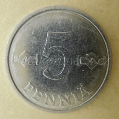 Finsko - 5 penniä 1980