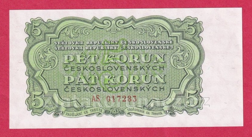 5 Kčs 1953 AS - ruský číslovač