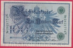 Německo - 100 mark 7.2.1908 - série K-zelená