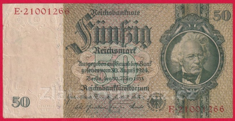 Německo - 50 Reichsmark 30.3.1933 - série E-L, 8 m.č.