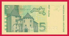 Chorvatsko - 5 kuna 1993 varianta tisk na žlutý papír