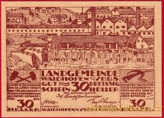 Waidhofen - 30 haléřů - 1920 - hnědá