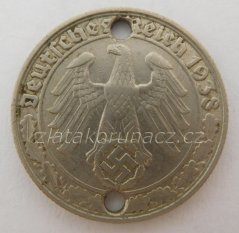 Přívěšek z mince -  Německo - 50 Reischpfennig 1938