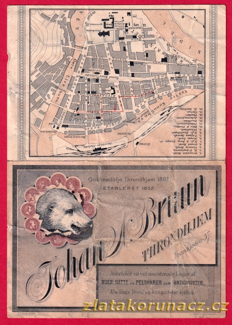 Dánsko - prospekt města Throndhjem malíře Johana Bruuna - 1887