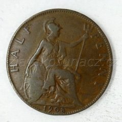 Anglie - 1/2 penny 1908