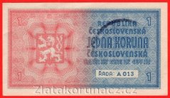 1 koruna b.l.1938/1940  A 013 - ruční přetisk