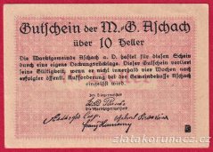 Aschach - 10 haléřů - 1920 - červená
