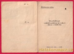 ČSR - osvědčení o národní spolehlivosti - Fryštát - 1946