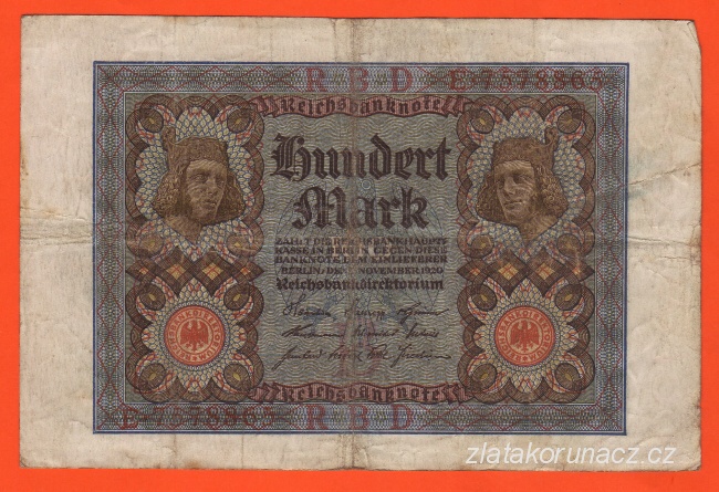 Německo - 100 Mark 1.11.1920 - série E-B