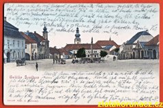 Golčův Jeníkov - Náměstí-kočár s koňmi