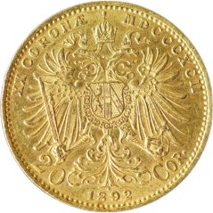 Zlatá mince Rakousko - Uhersko - 20 Koruna 1892