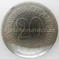 Srbsko - 20 para 1883