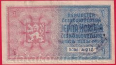 1 koruna b.l.1938/1940 A 017 - ruční přetisk