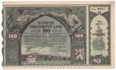 Los - 100 Kč - Státní prémiový los C - r.1921