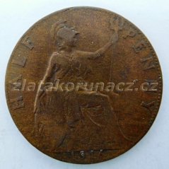 Anglie - 1/2 penny 1916