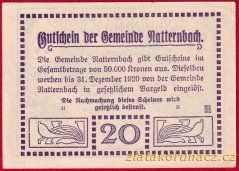Natternbach - 20 haléřů - 1920