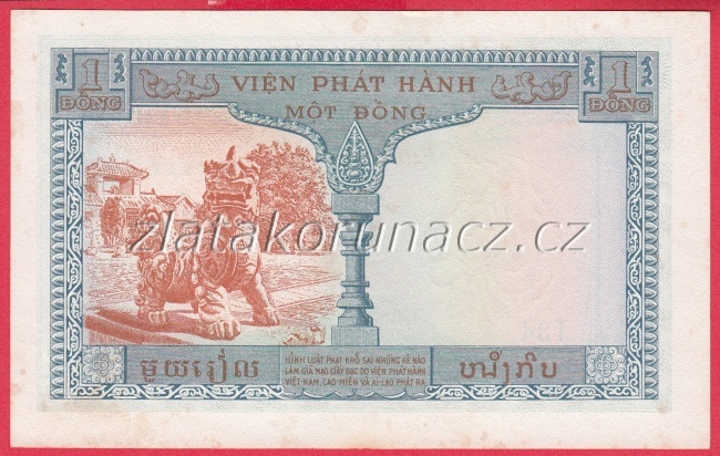 Francouzská Indočína -Kambodža- 1 Piastre 1954