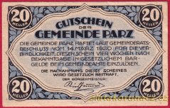 Schlüsselberg - Parz - 20 haléřů - 1920
