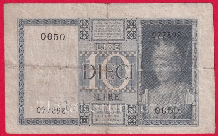 Itálie - 10 Lire 1939