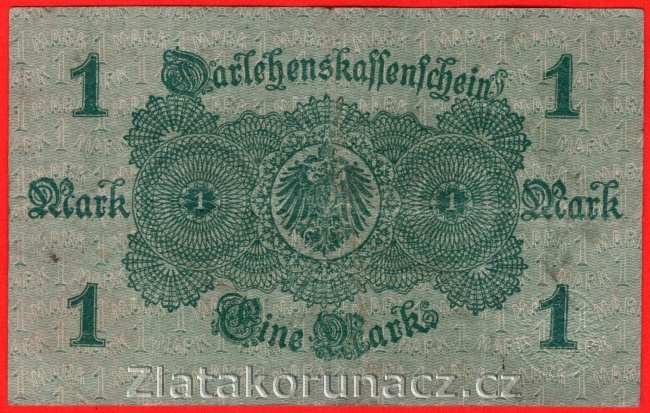 Německo - 1 mark 12.8.1914 - červená pečeť č.917