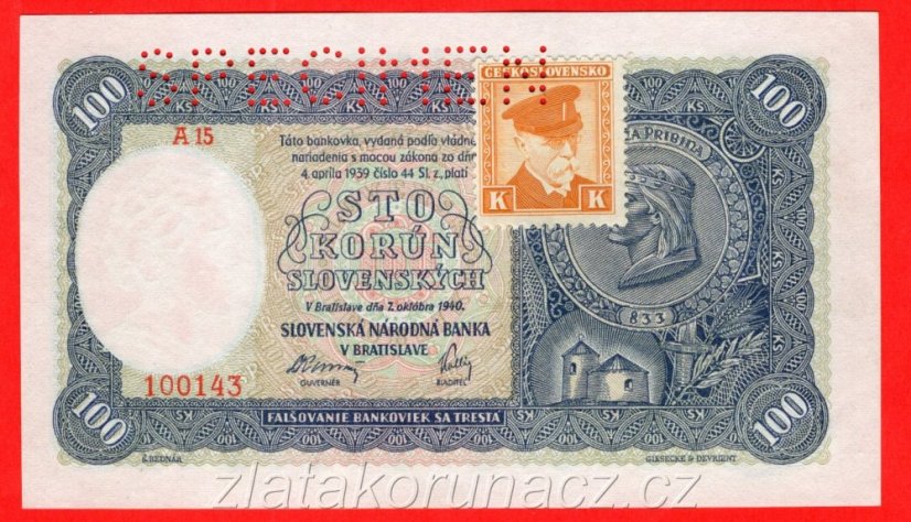 100,- Ks 1940 + kolek - I.vydání A 15