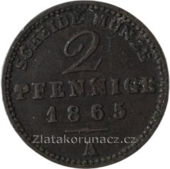 Sasko - Mainingen - 2 pfennige 1865 A