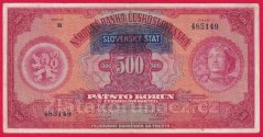 500 Ks 1929 přetisk H perf. 2x