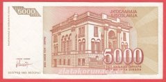 Jugoslávie - 5 000 Dinara 1993