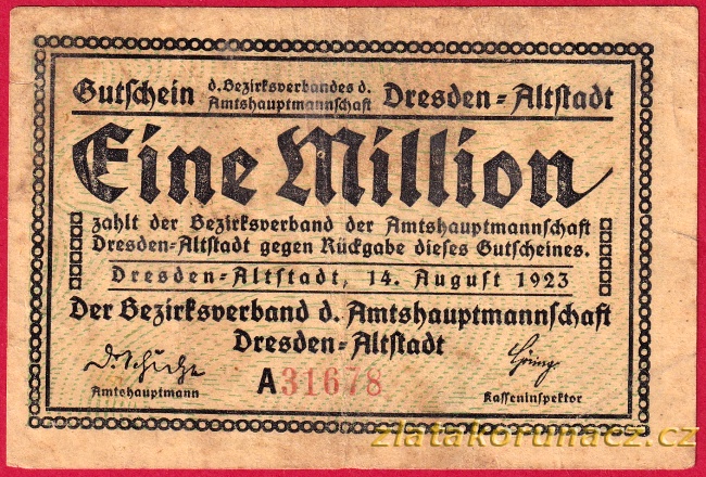 Drážďany - 1 milión marek - 1923