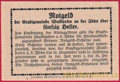 Waidhofen - 50 haléřů - 1920 - modrá