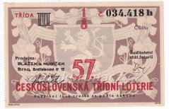 Los - 40 kčs - 57. Československá třídní loterie III. - H r.1948