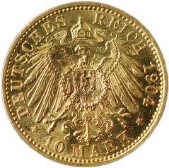 Zlatá mince - Německo - Prusko - 10 Marka 1904 A