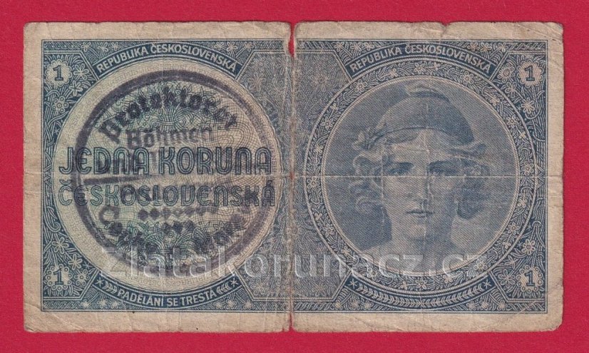 1 Koruna b.l.1938/1940 A 068- ruční přetisk