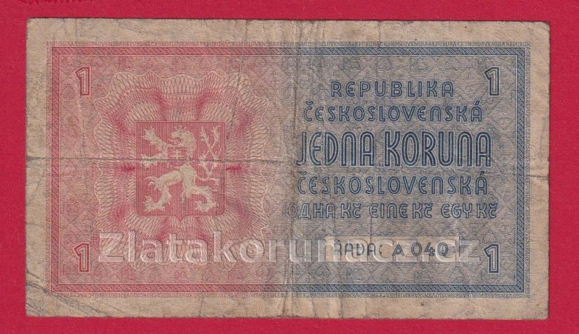 1 koruna b.l.1938/1940  A 040 - ruční přetisk