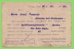 Československo - razítko Praha 1, lihová prodejna
