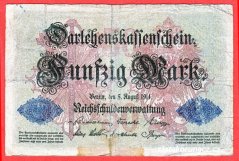 Německo - 50 mark 5.8.1914 - série W -7-m.číslovač