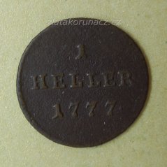 Haléř 1777 bz.