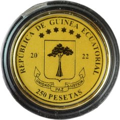 Zlatá mince Rovníková Guinea - 250 Pesetas 2022 - George Washington