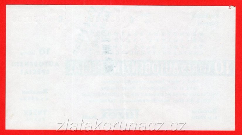 10 litrů autobenzínu - tuzexová poukázka serie: C Vinš Milan Nová Paka
