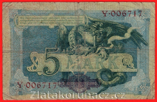 Německo - 5 mark 31.10.1904 - série Y