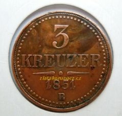 3 krejcar 1851 B