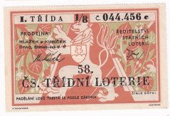 Los - 42 kčs - 58. Československá třídní loterie I. - E r.1948