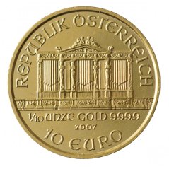 Zlatá mince Rakouska - 1/10 Oz Philharmoniker 2007