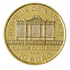 Zlatá mince Rakouska - 1/10 Oz Philharmoniker 2021