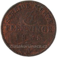 Prusko - 3 pfenninge 1855 A