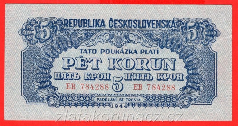 5 korun 1944 EB Neperf.